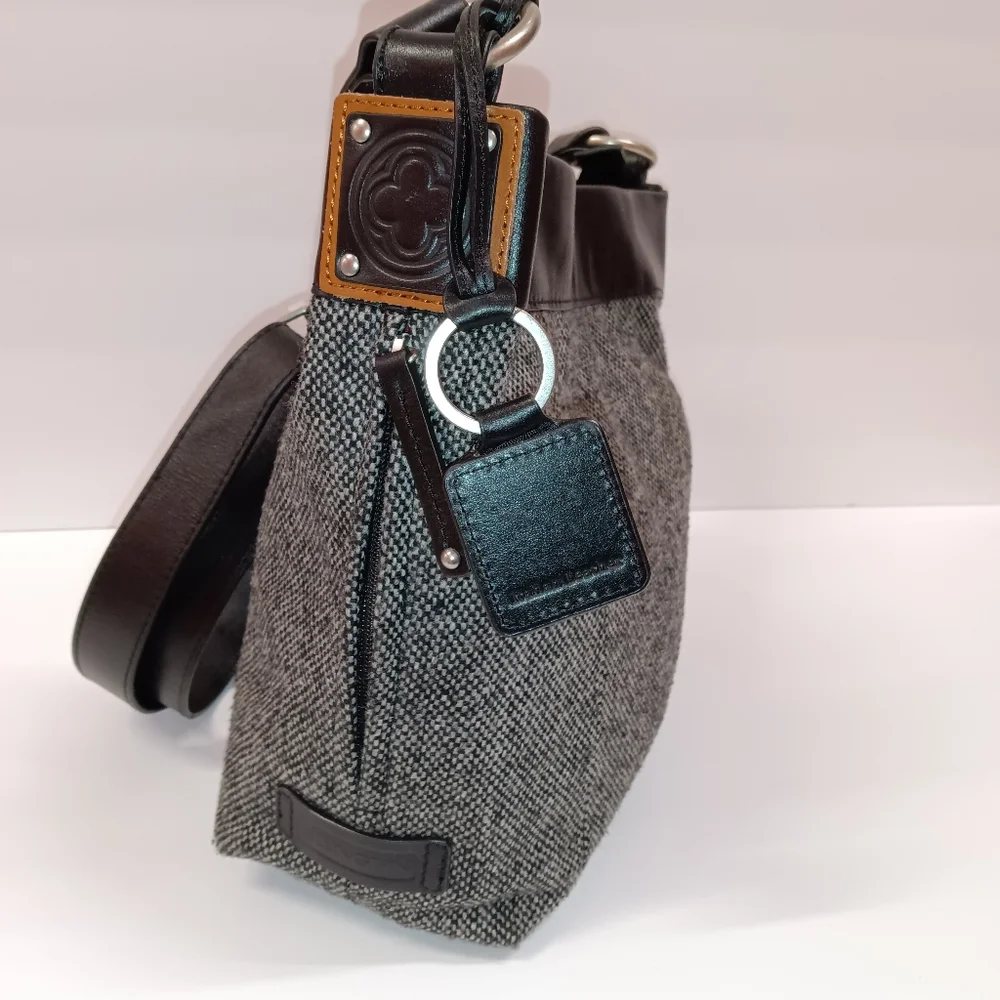 ELLINGTON Wool Tweed & Italian Leather Shoulder Tote Bag
